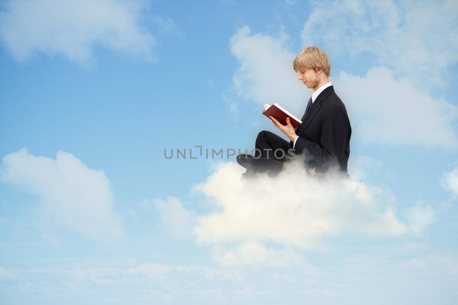Reading book on the cloud by melpomene