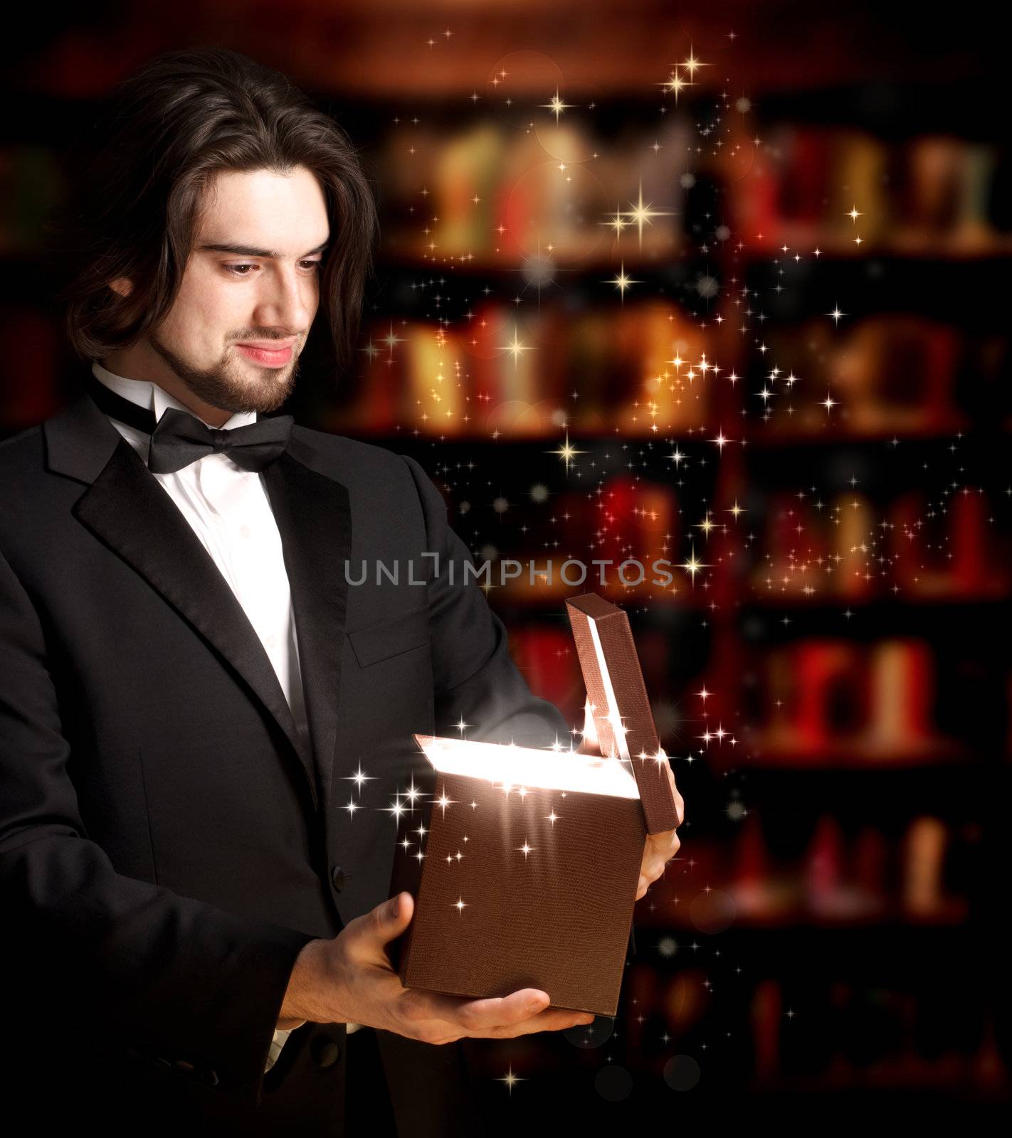 Man Opening a Gift Box by melpomene