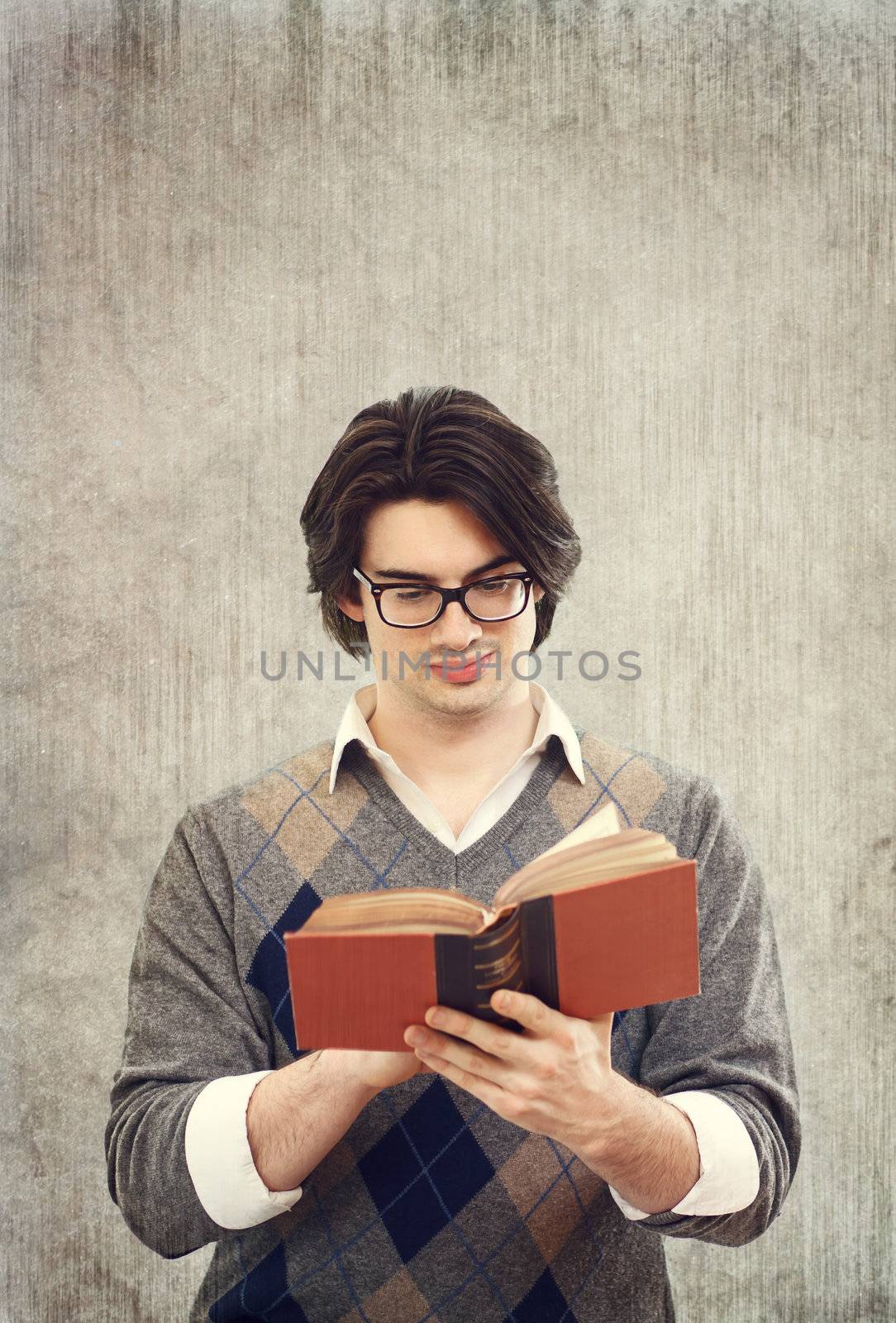 Young Adult Man Reading a Book