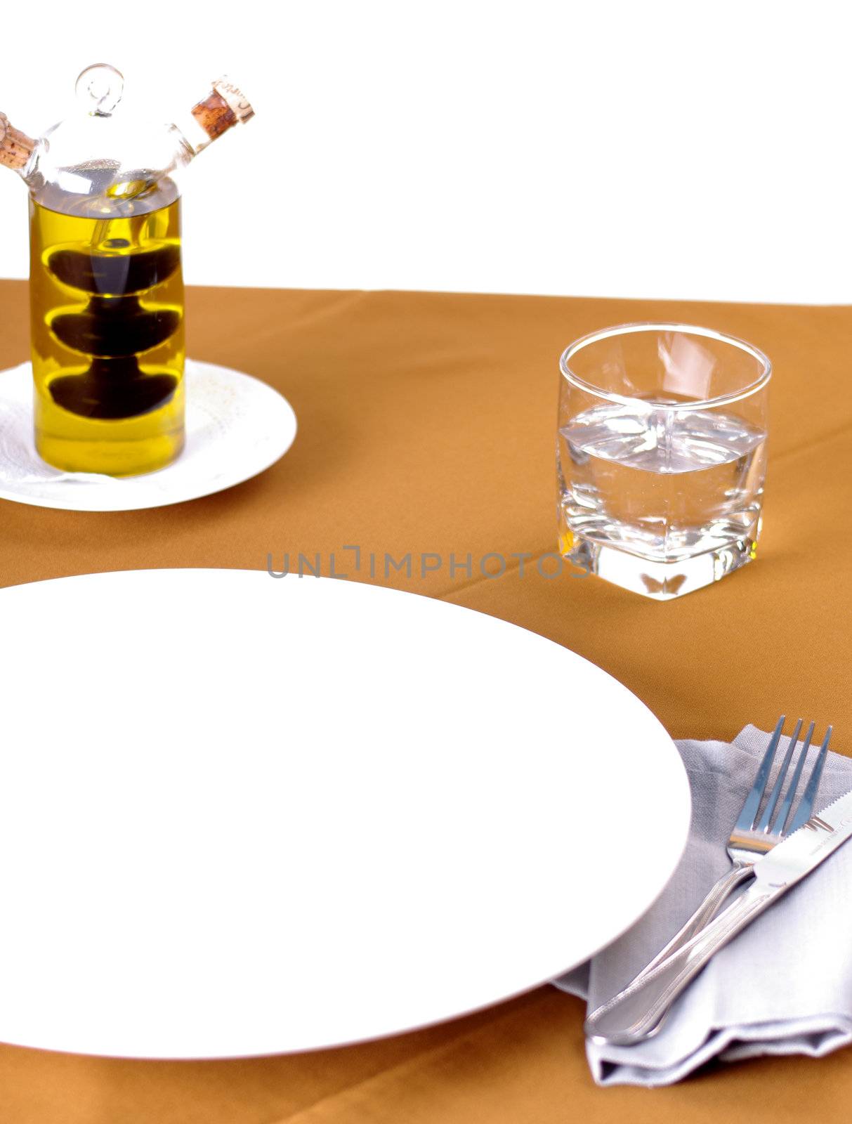 Blank white dish on table, Waiting for food concept