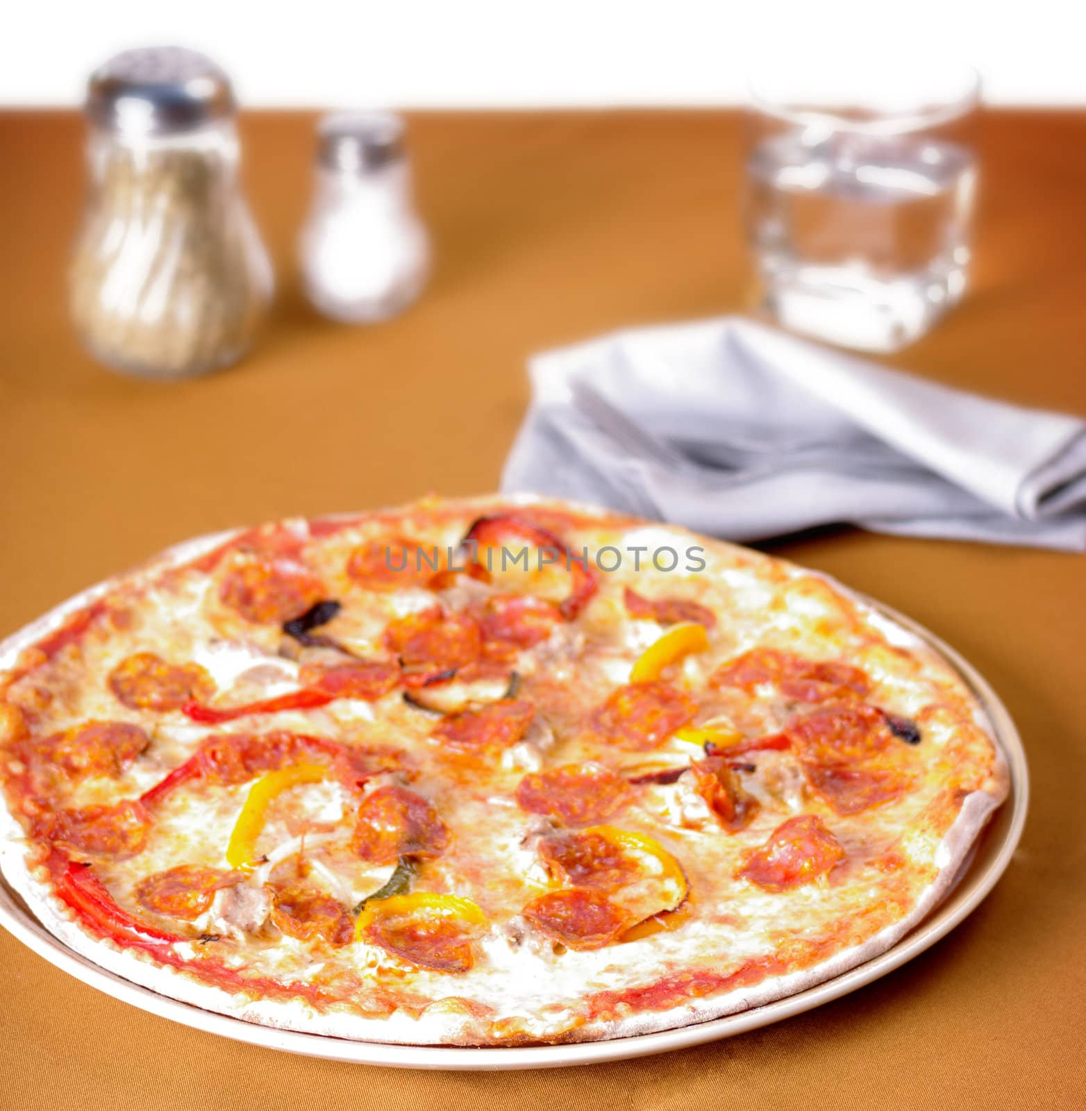 Pizza on table, Italian food concept