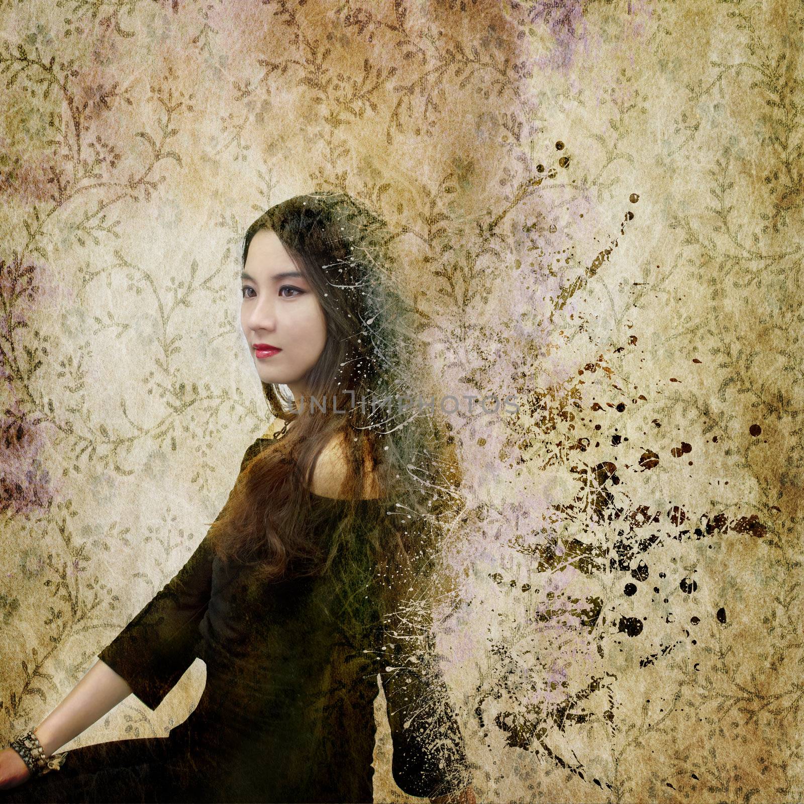 Young Female with Abstract Background