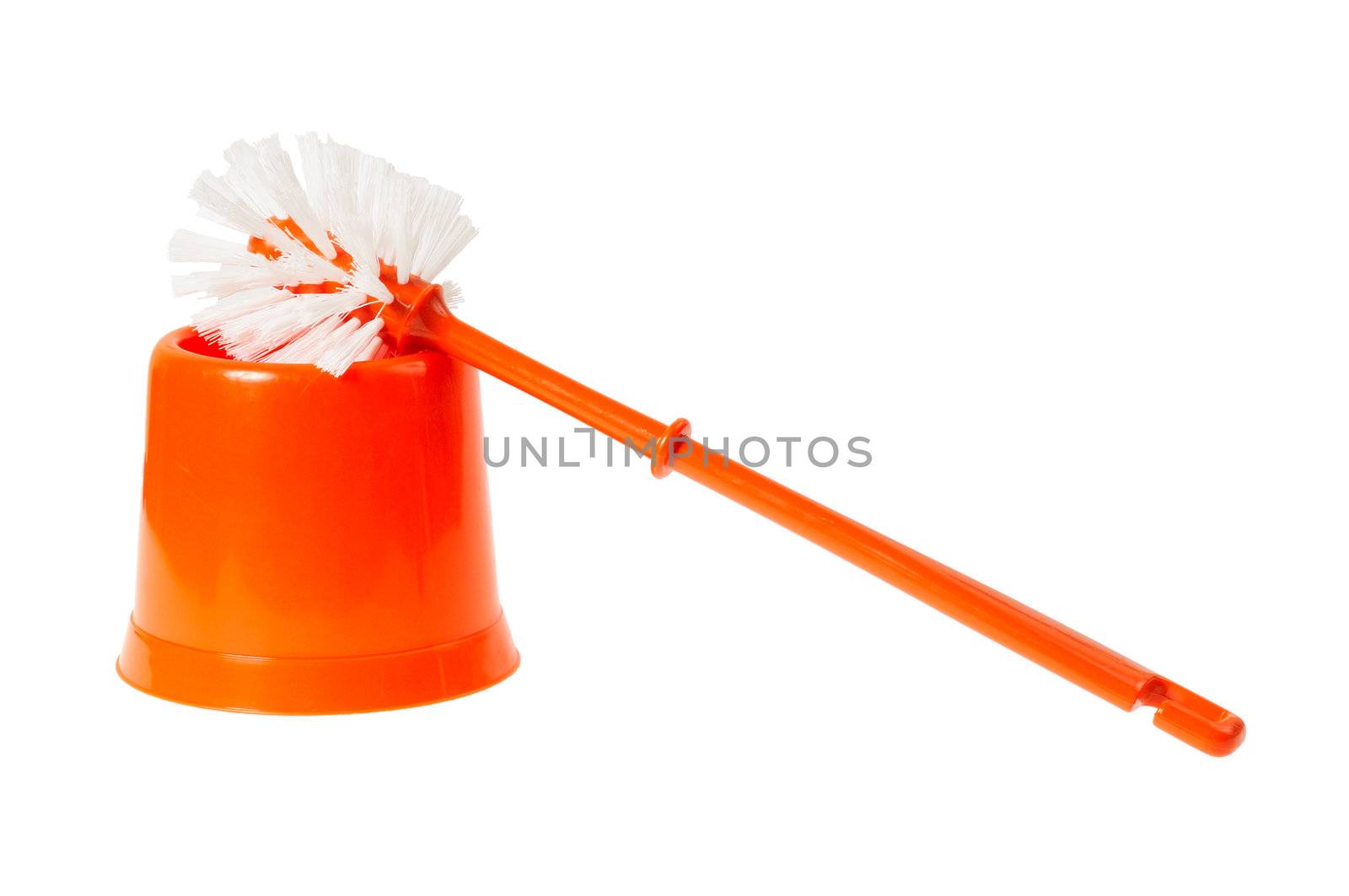 Toilet brush red color. Isolated on white background