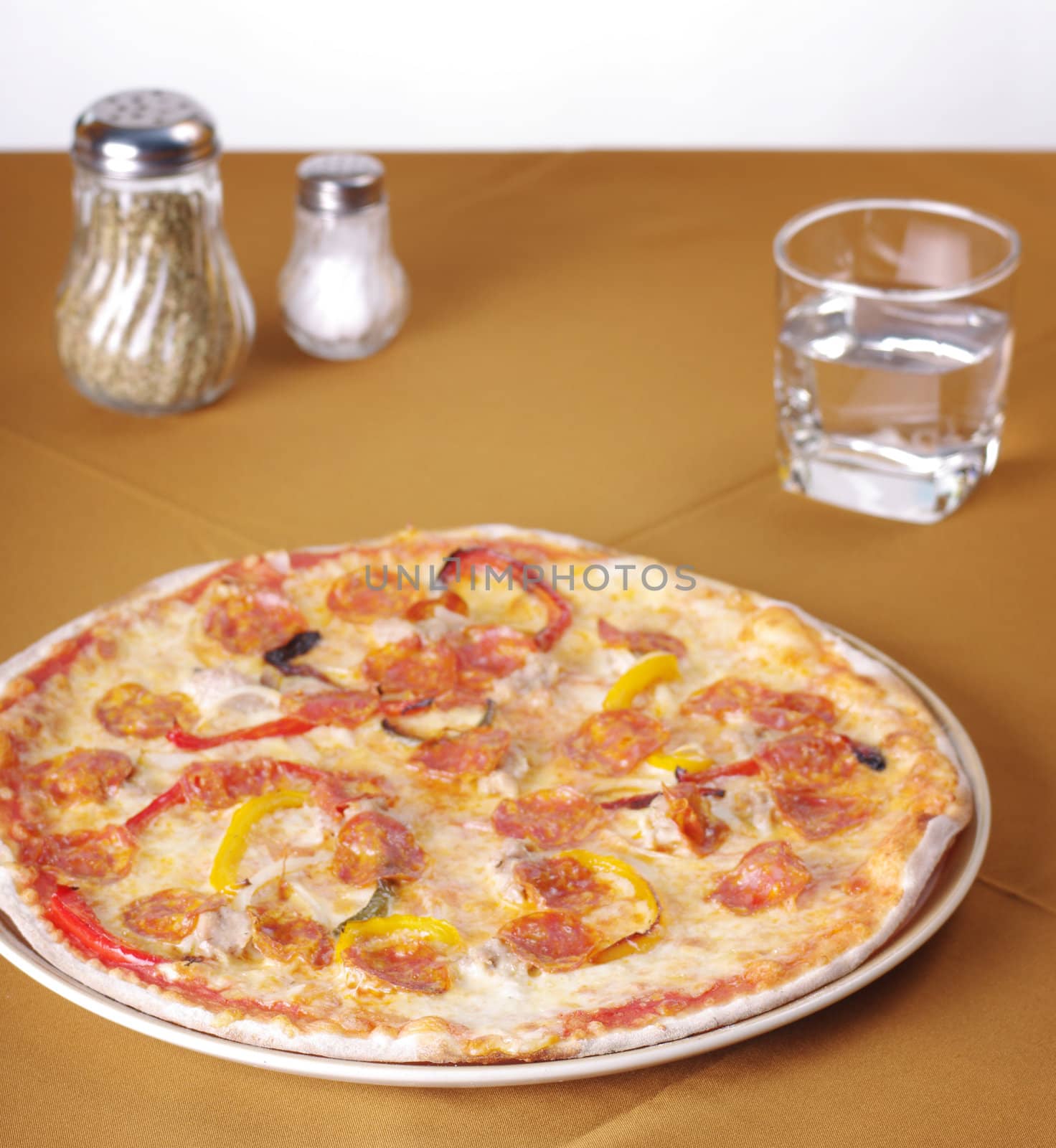 Pizza on table, Italian food concept