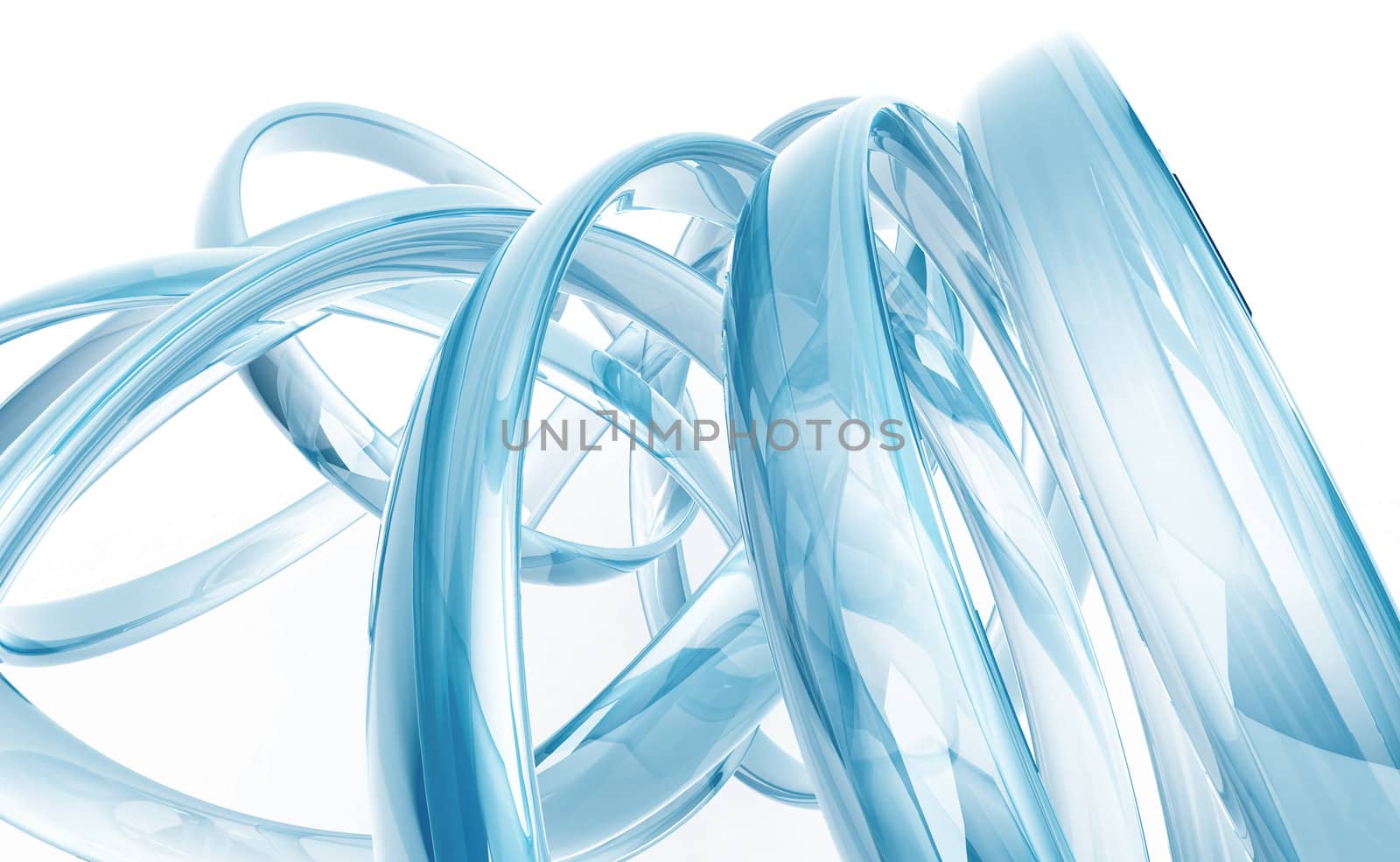 abstract transparent glass rings on white background