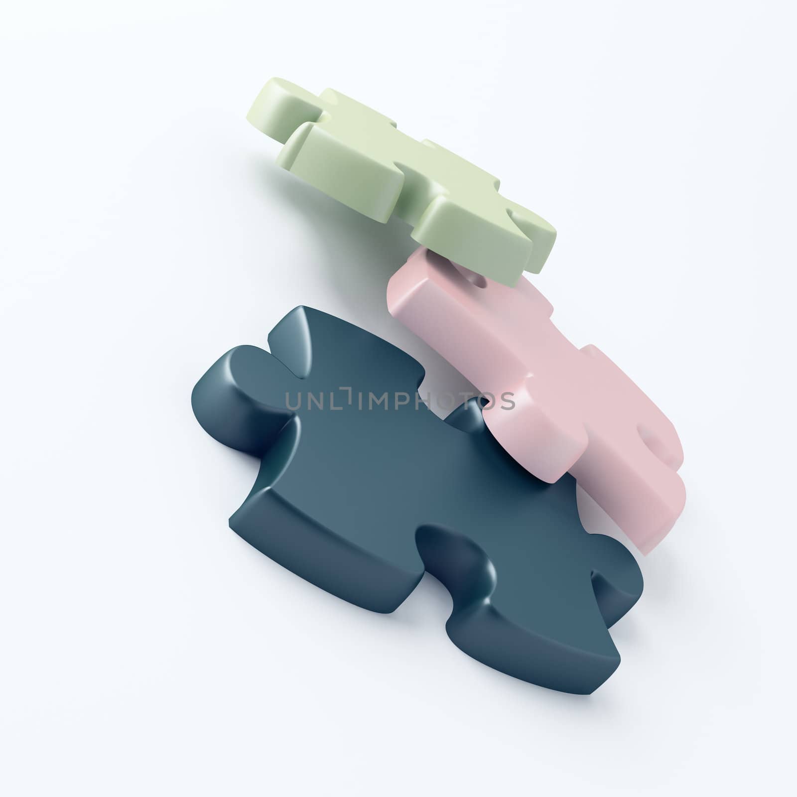 Parts of a puzzle with funny colors on a white background by Serp