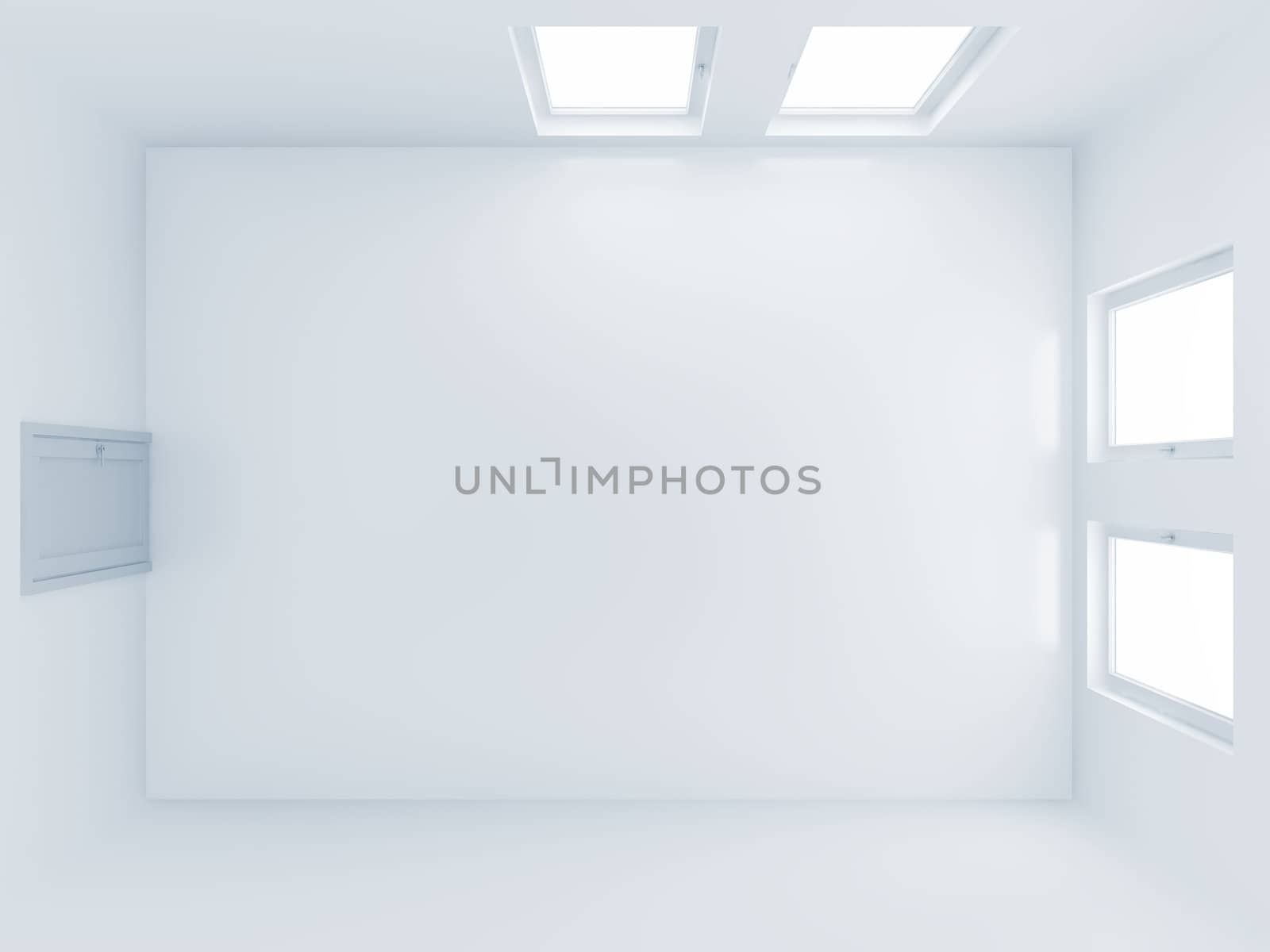empty room with closed door and light from windows by Serp