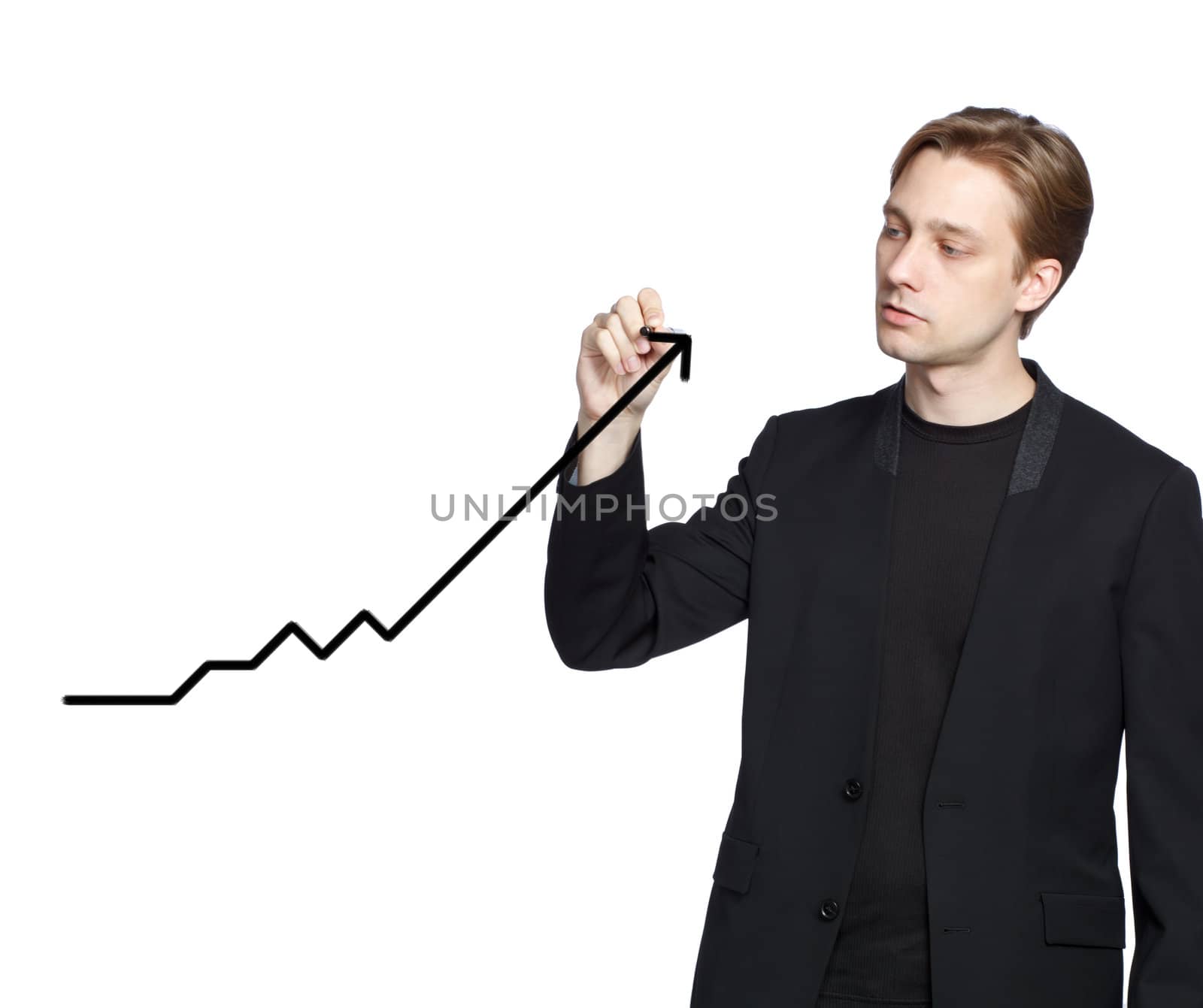 Man drawing a graph with black marker (growth)