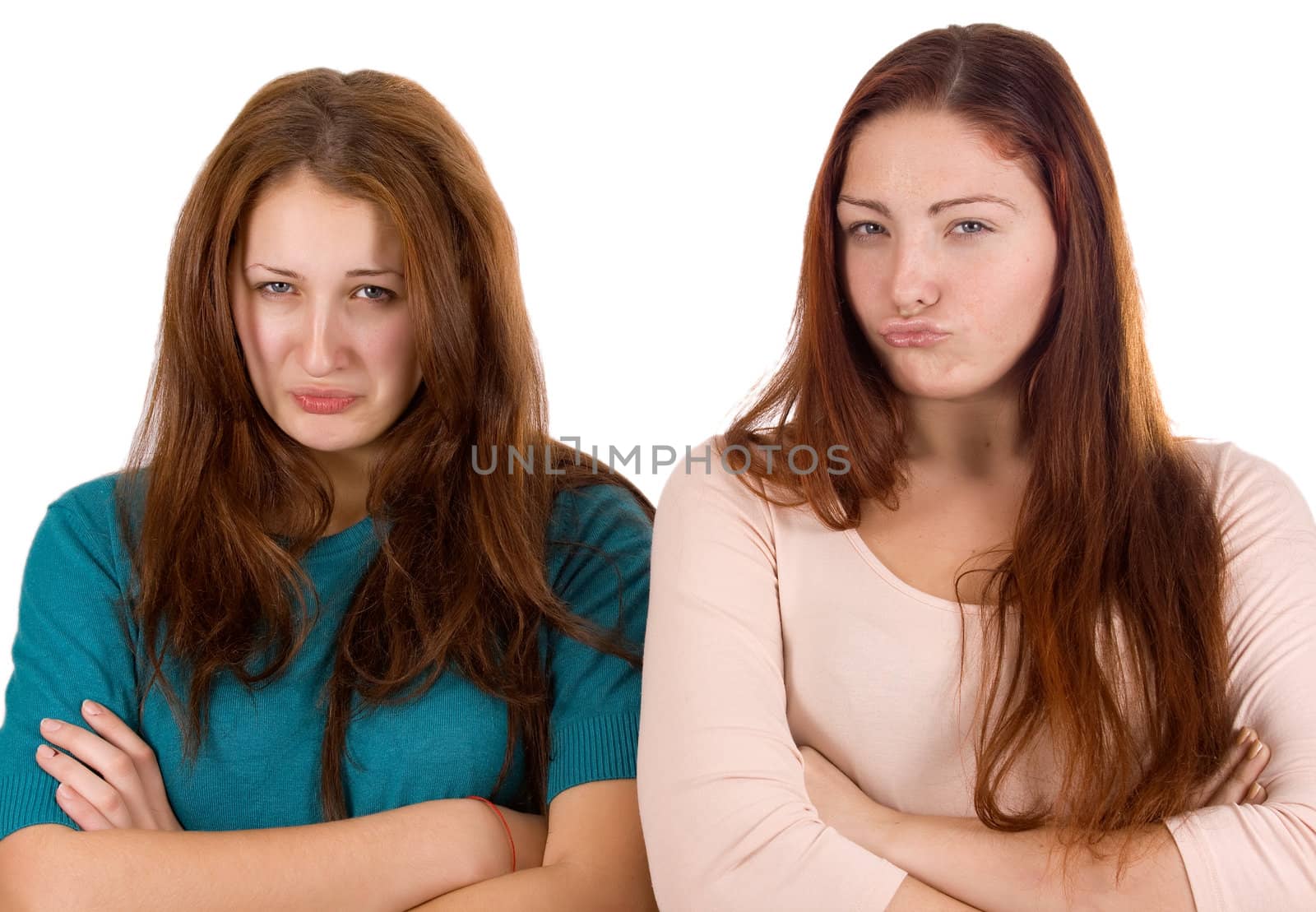 Portrait two girls after quarrel
