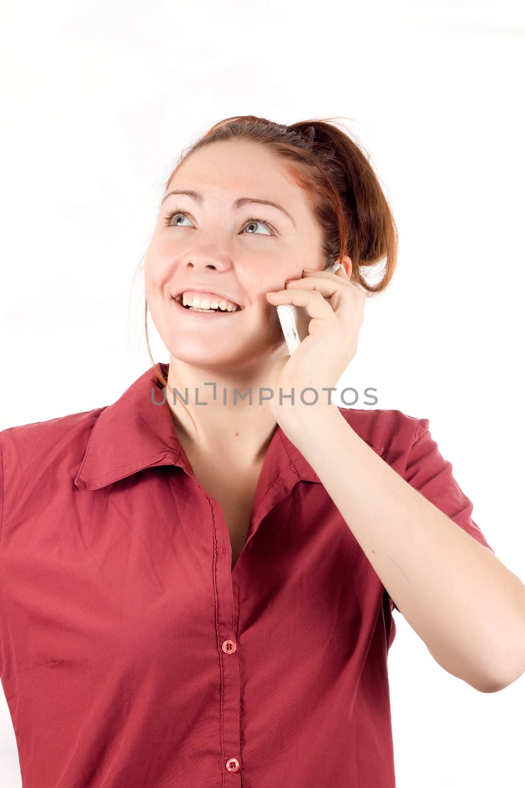 girl talking on the phone and smiling
