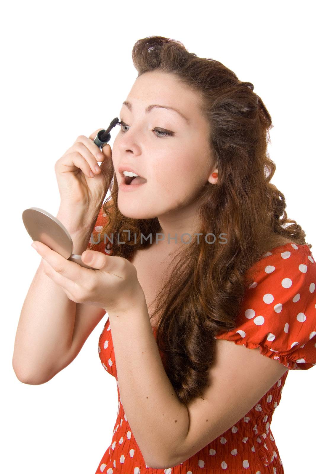 young woman with eyeliner for her eyelashes
