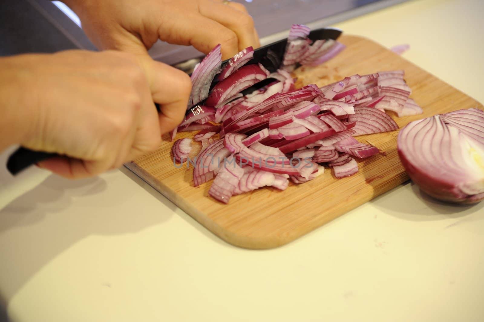 The preparation of the sauce for a freanch appetizer