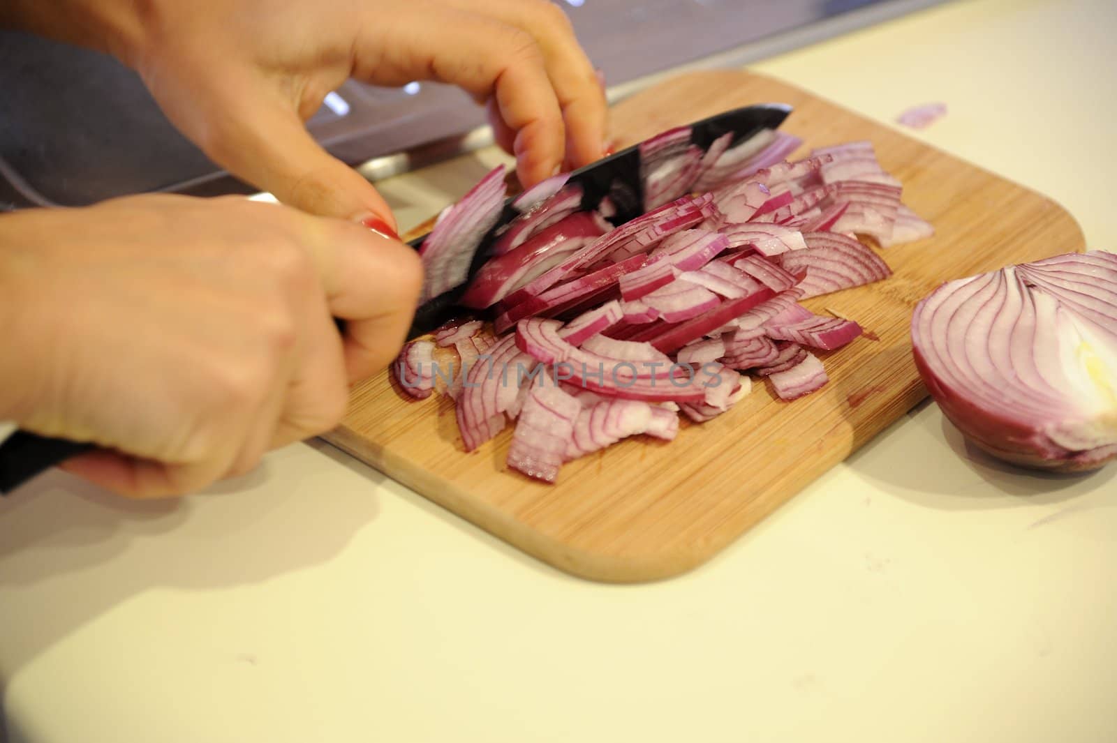 The preparation of the sauce for a freanch appetizer