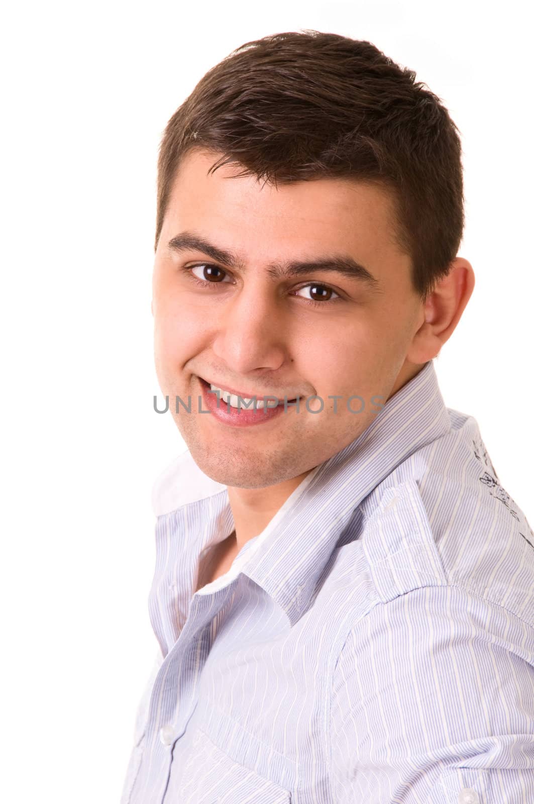 Casual man portrait - smiling over a white background