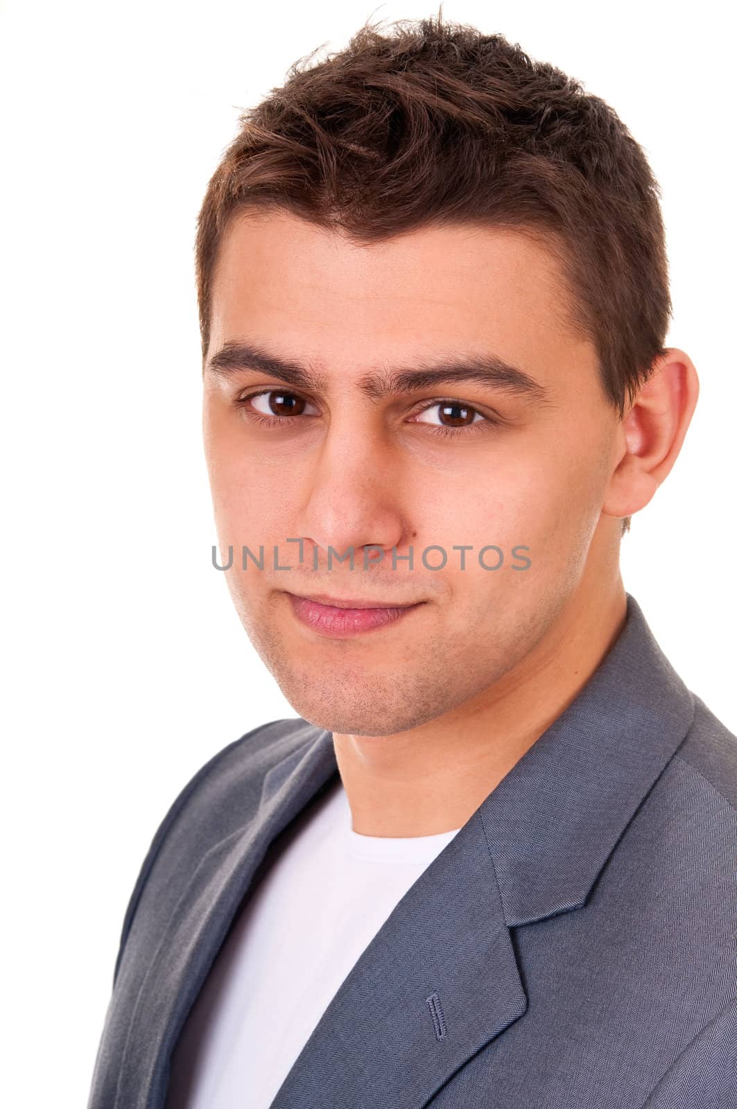 Casual caucasian man portrait isolated on white background