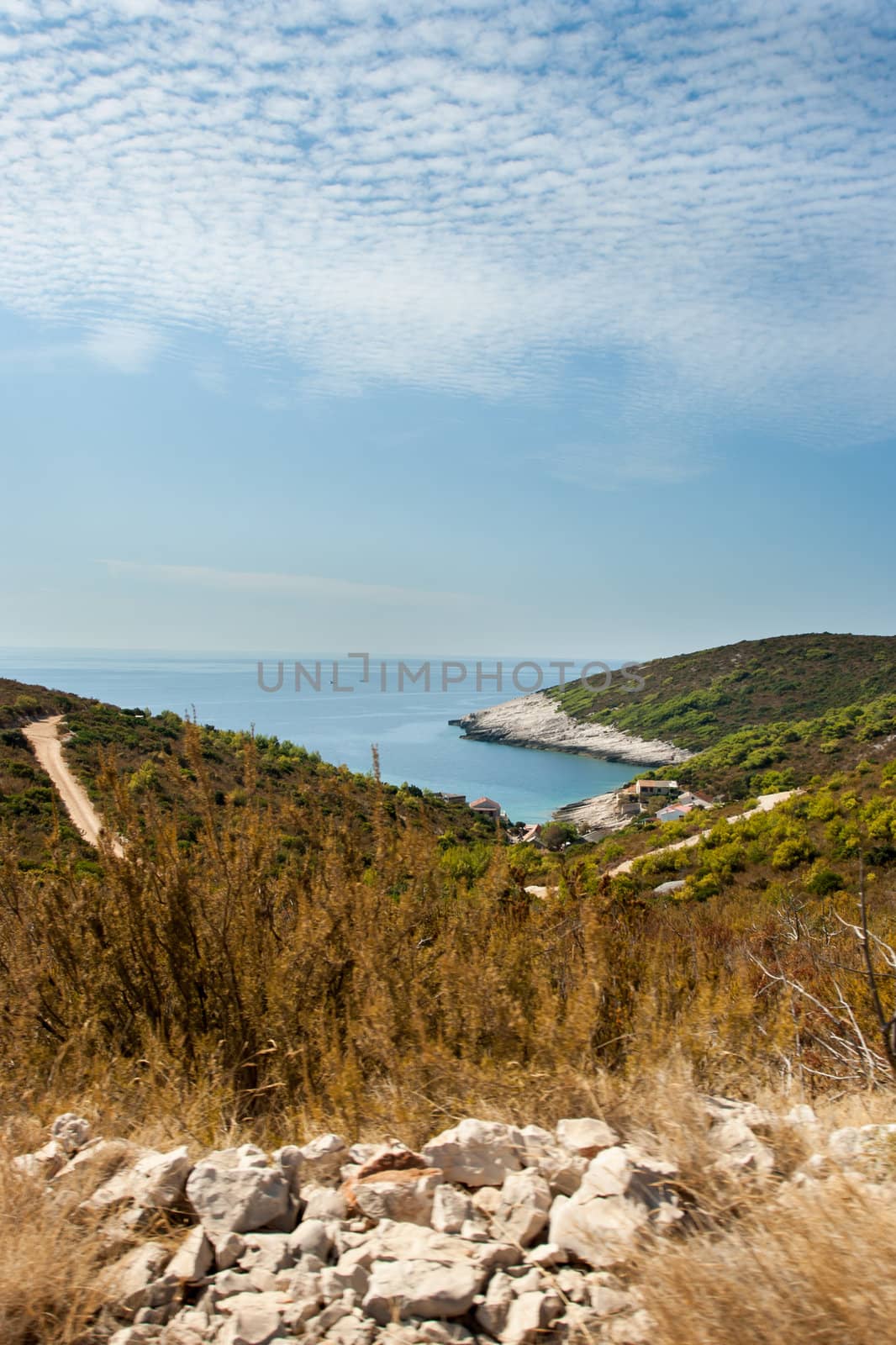 A scenic bay of Vis island in Croatia