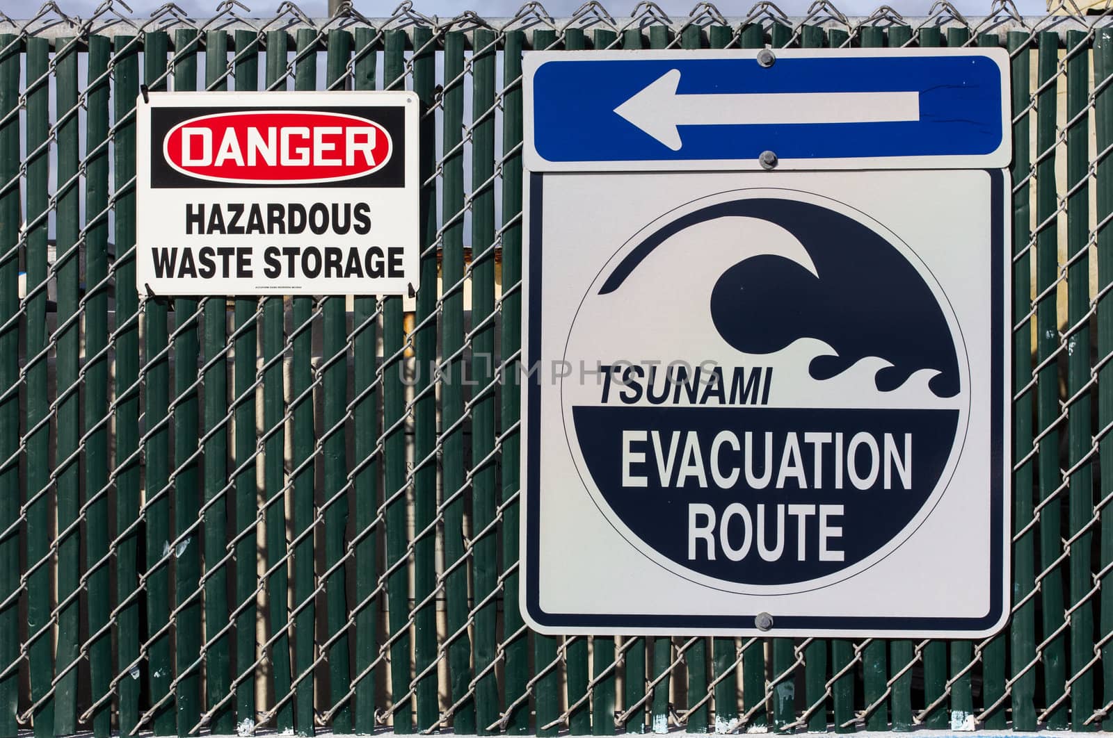 Tsunami Evacuation Route Sign.