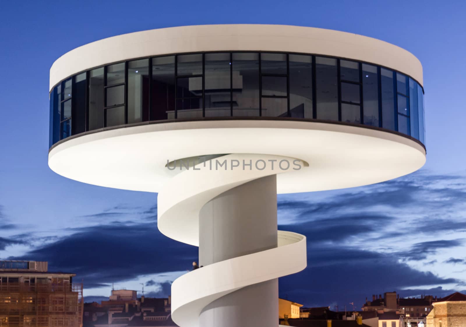 View of Niemeyer Center building, in Aviles, Spain, on April 03, 2011. The cultural center was designed by Brazilian architect Oscar Niemeyer, and was his only work in Spain