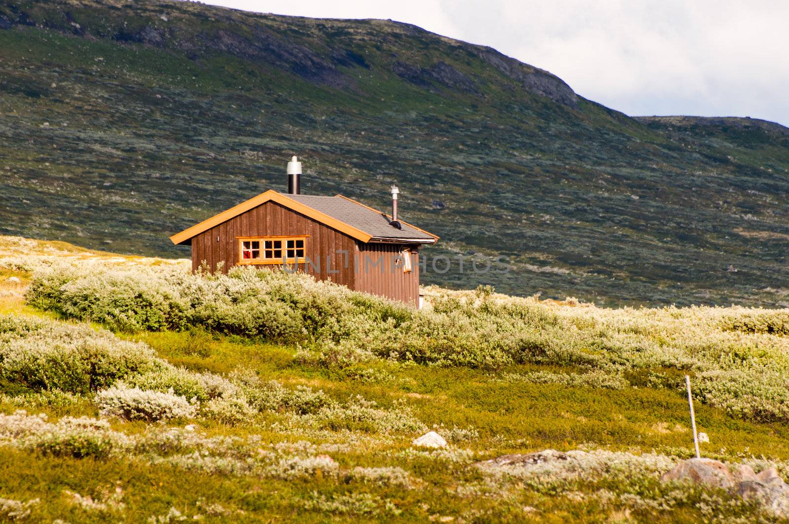Typical norwegian house in remote location