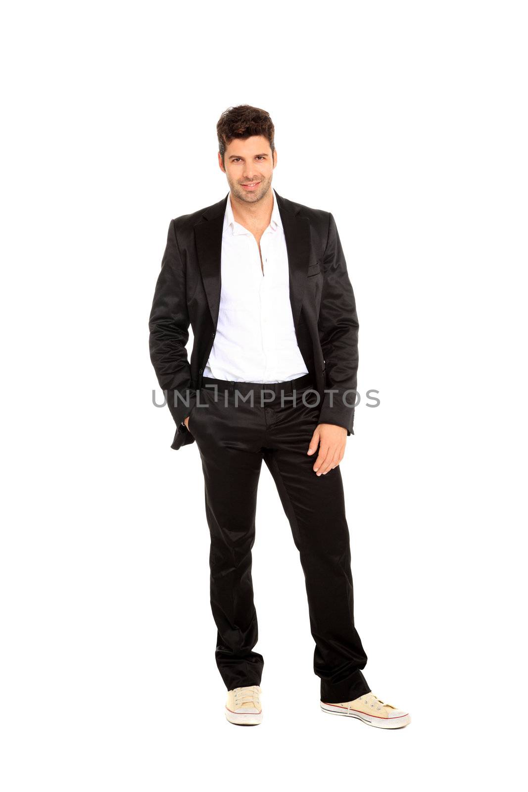 handsome man on suit isolated on a white background