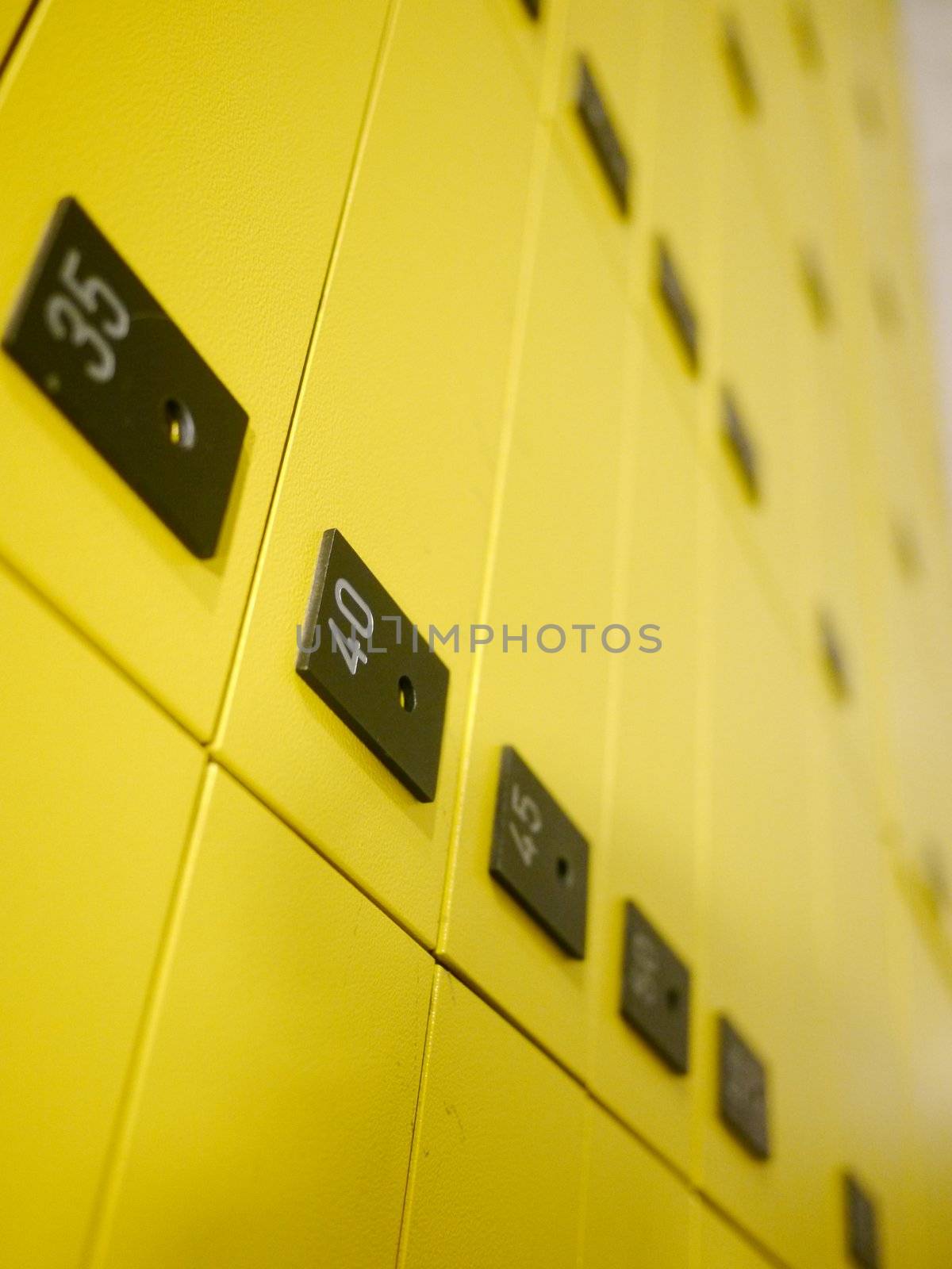 yellow private mail boxes at a post office in Croatia