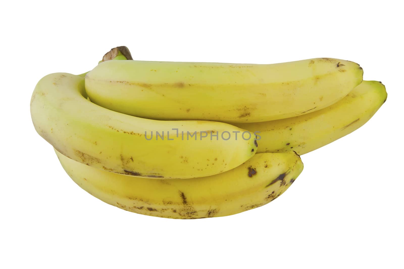 A cluster of bananas isolated on white