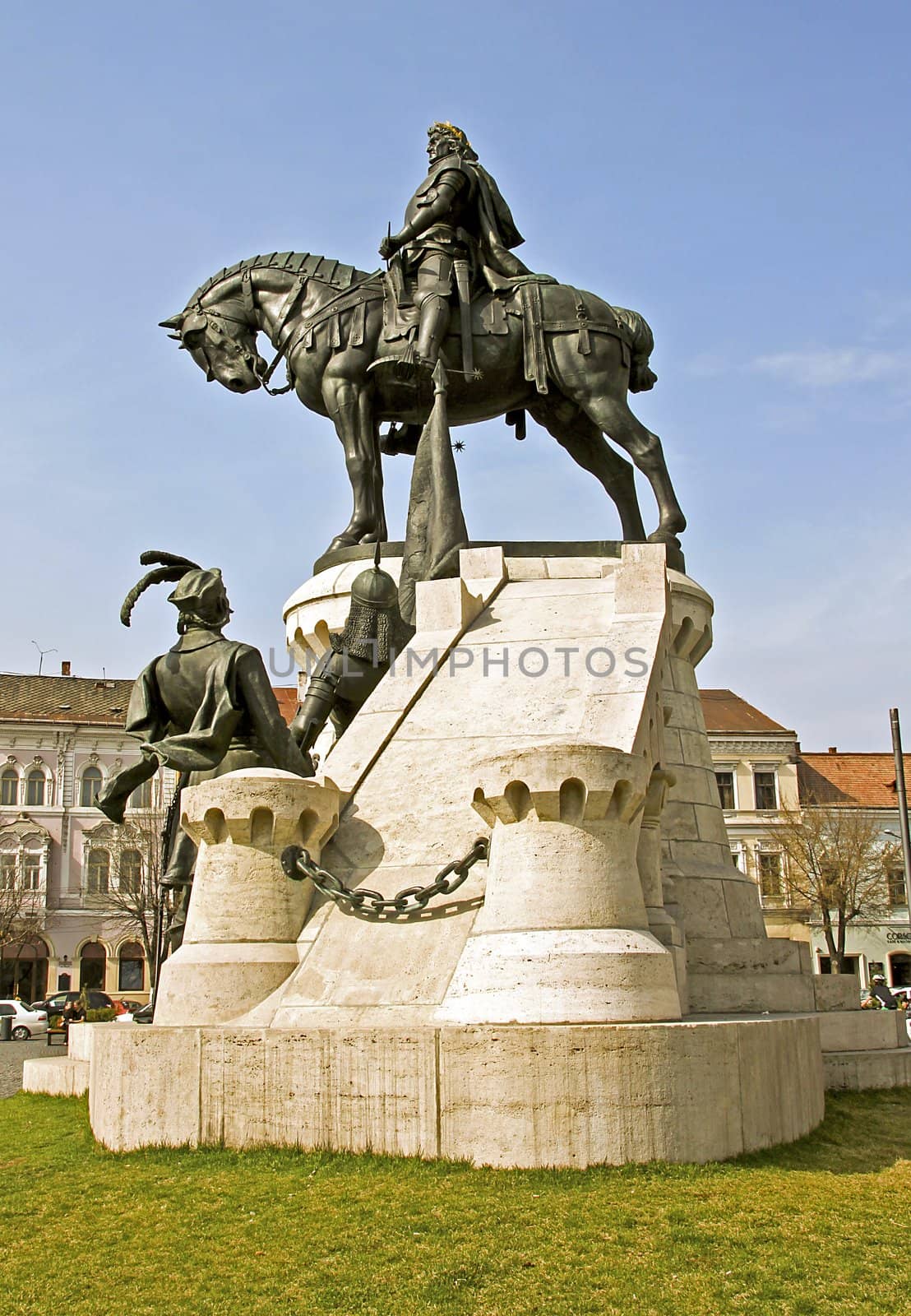 The statue of Matthias Corvinus in Cluj-Napoca, Romania