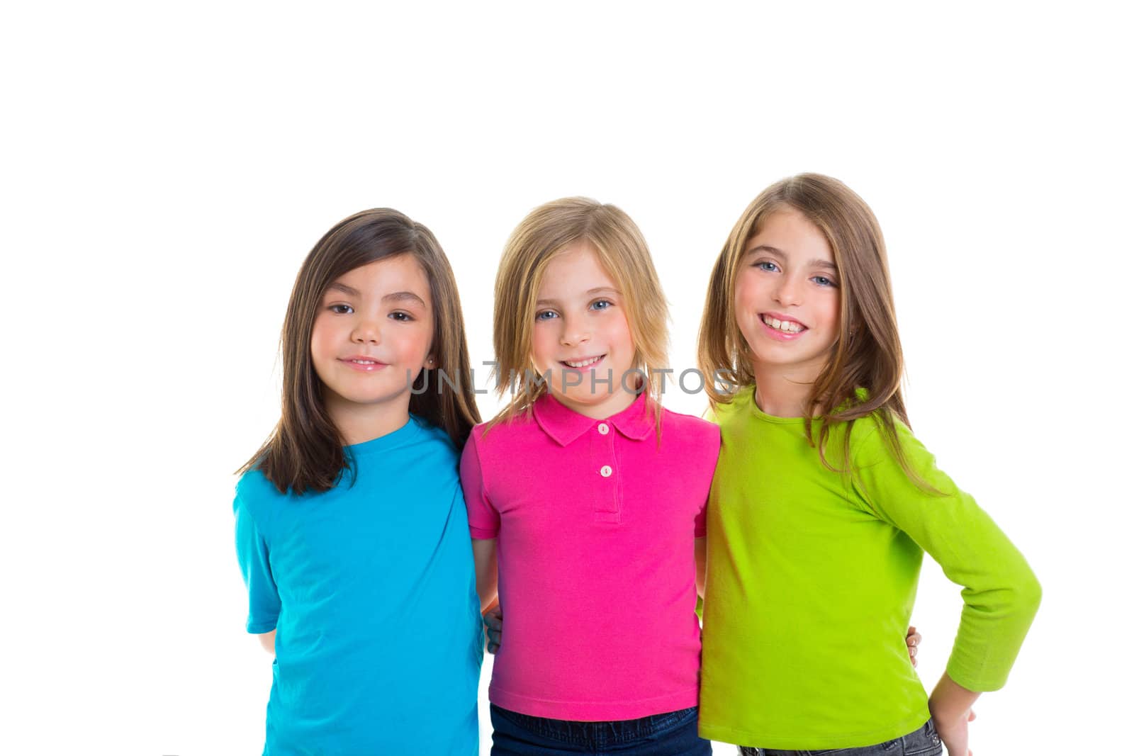 children happy girls group smiling together by lunamarina