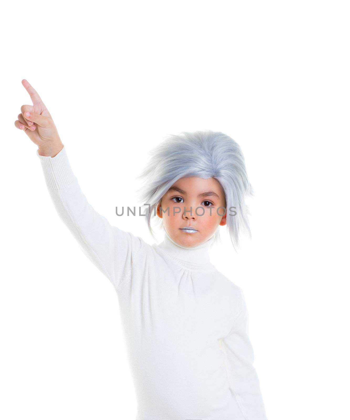 asian futuristic kid girl with gray hair by lunamarina