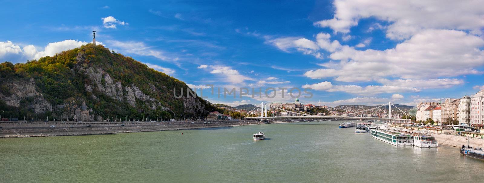 Gellert Hill and Danuber River. Budapest, Hungary. by photocreo