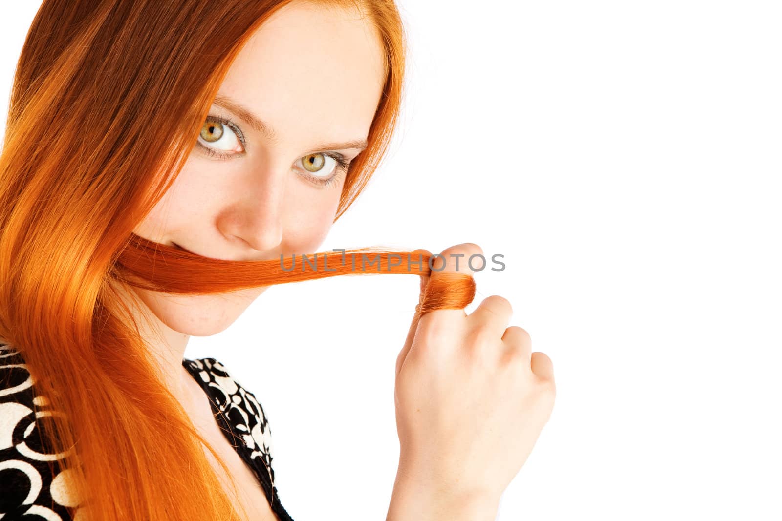 portrait of young girl with red hair