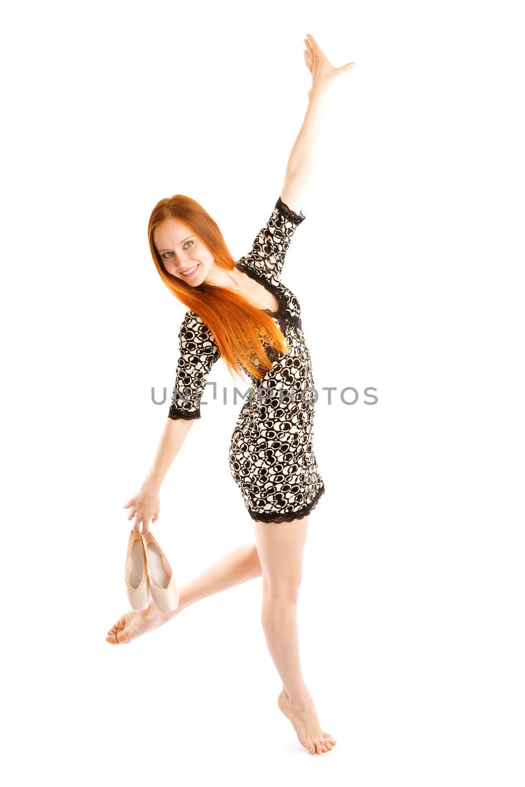 girl dancing with ballet shoes