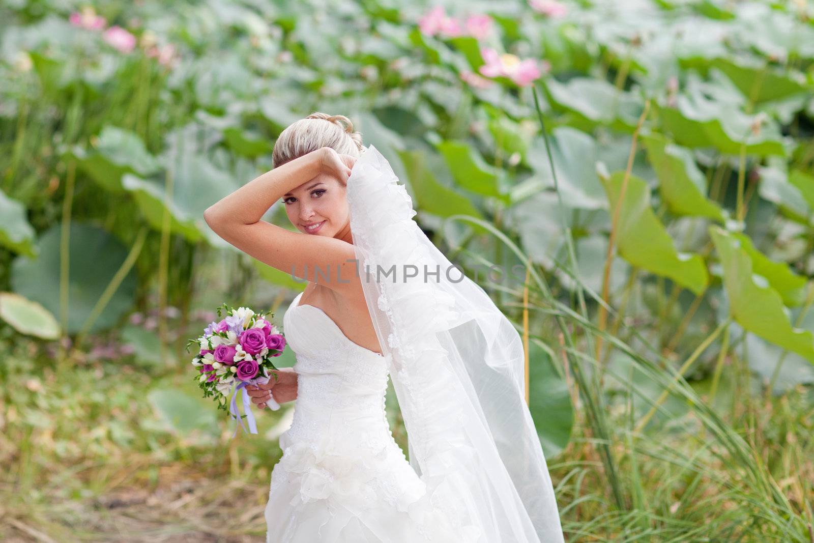bride with bouquet by vsurkov