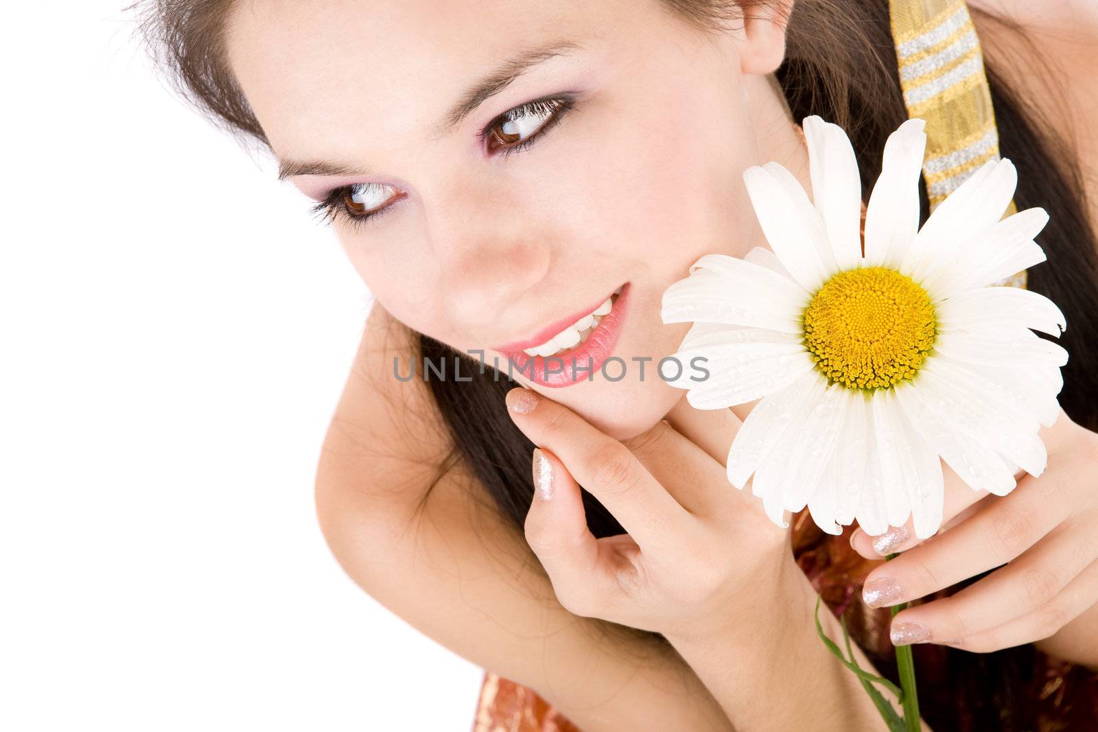 girl with chamomile
