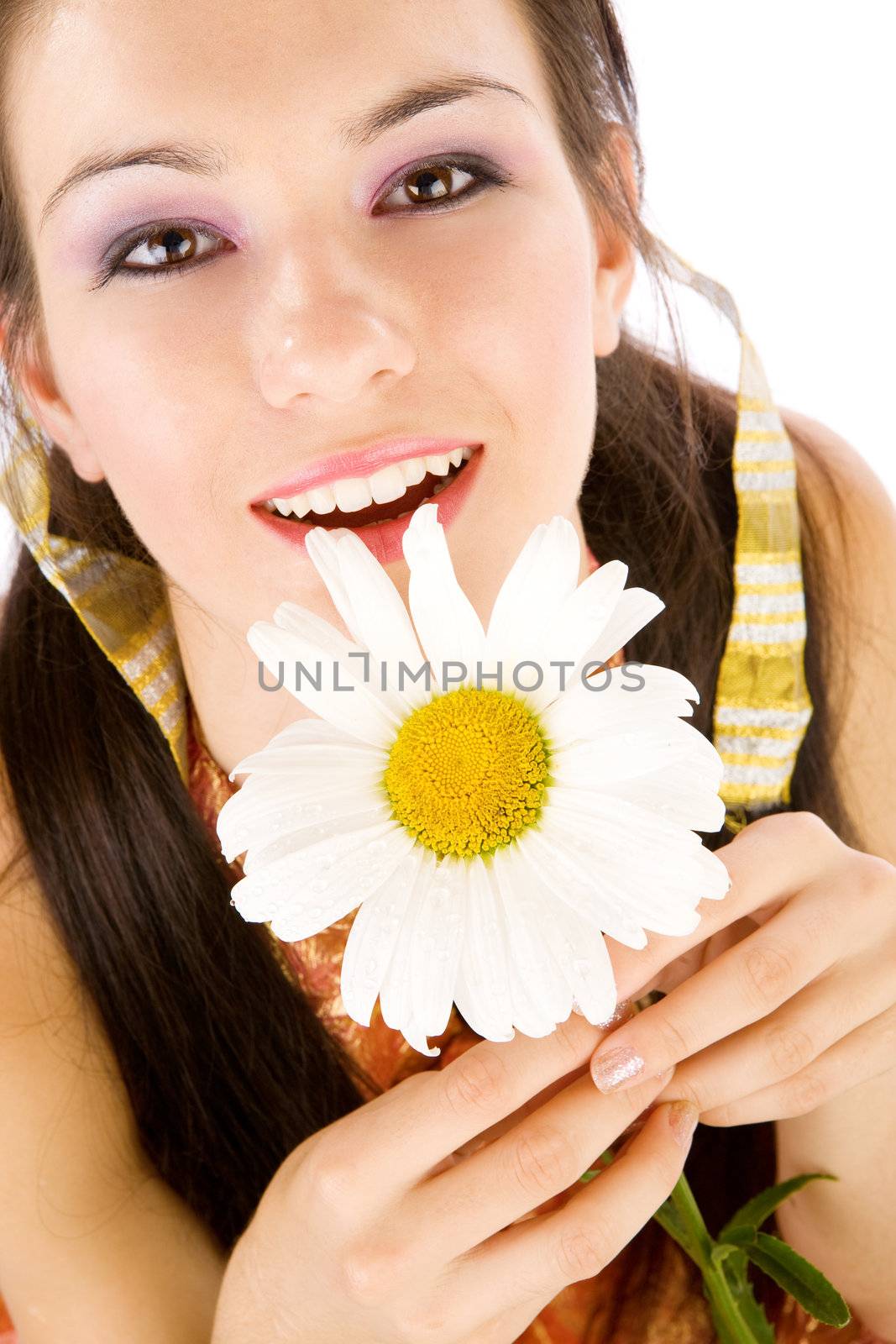 girl with chamomile