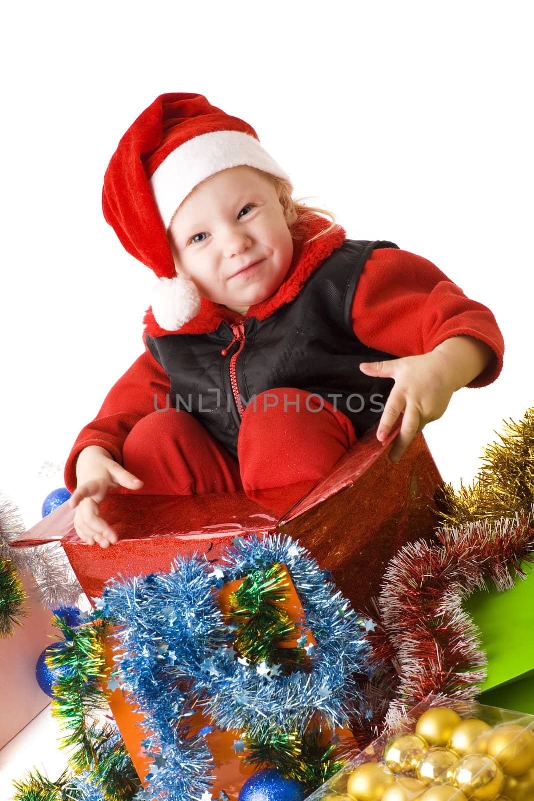 child in a Christmas boz