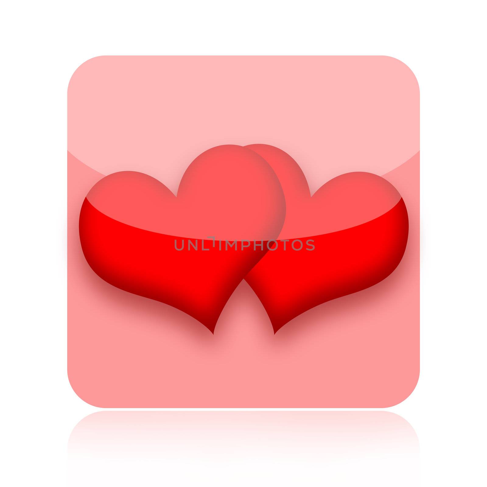 Valentine icon with red hearts isolated on white background