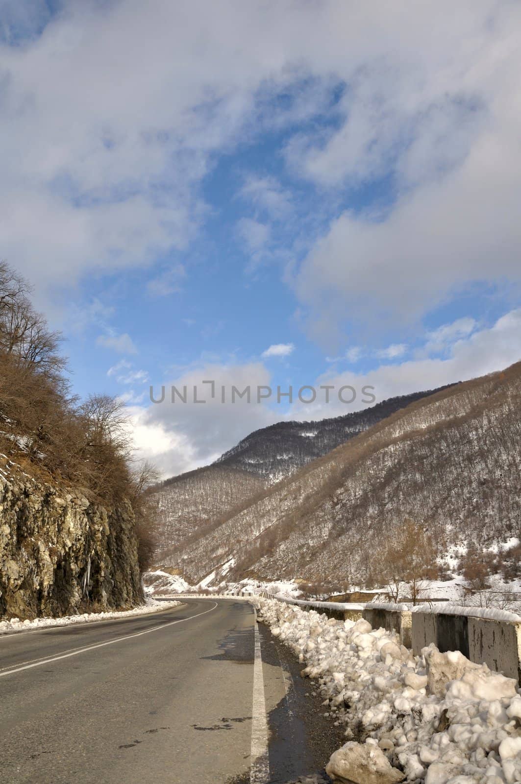 section of the Georgian Military Road  in winter