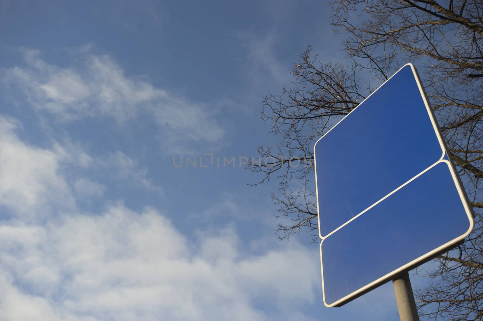 Blue road sign