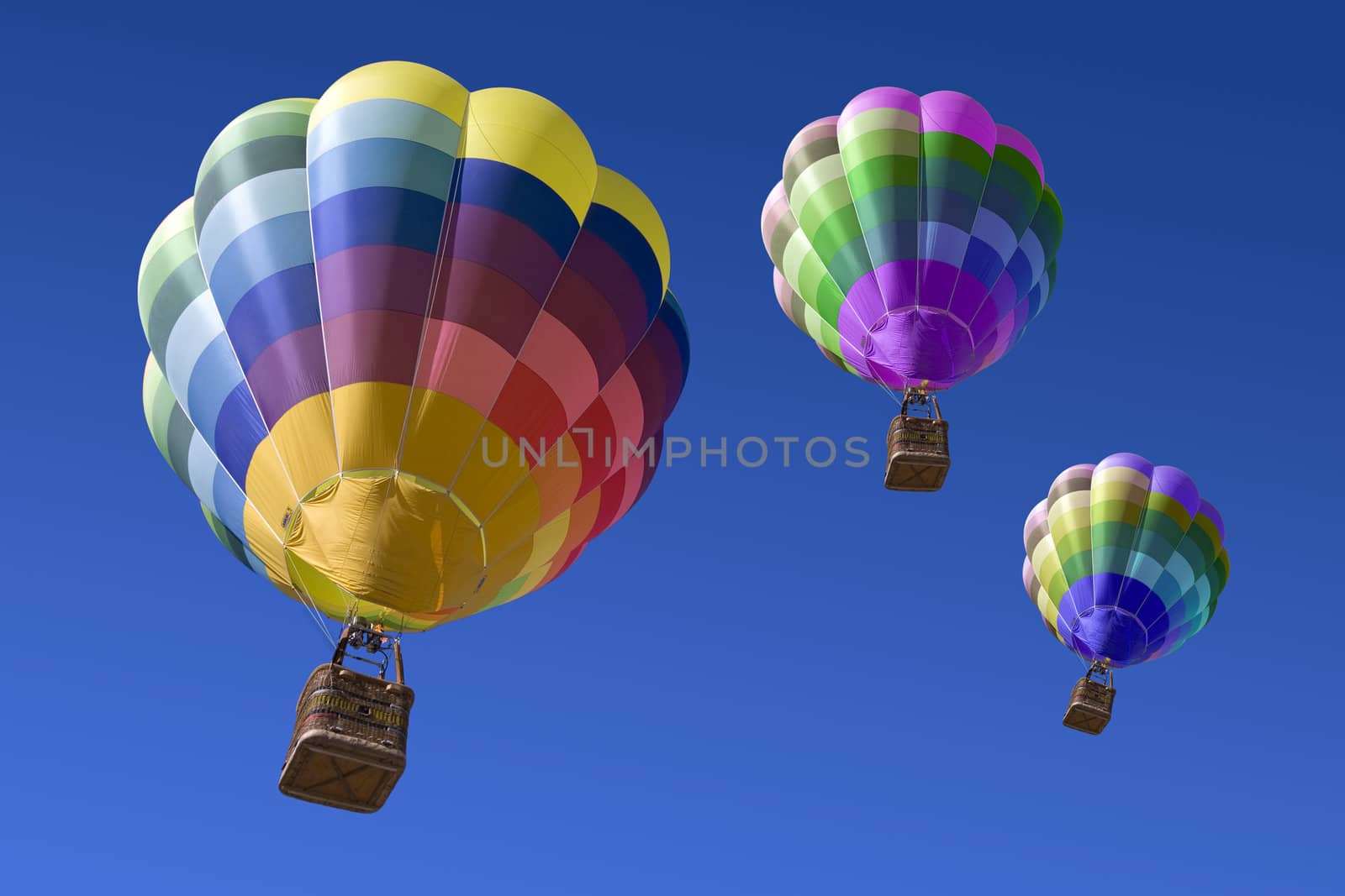 Hot air balloons in the blue sky