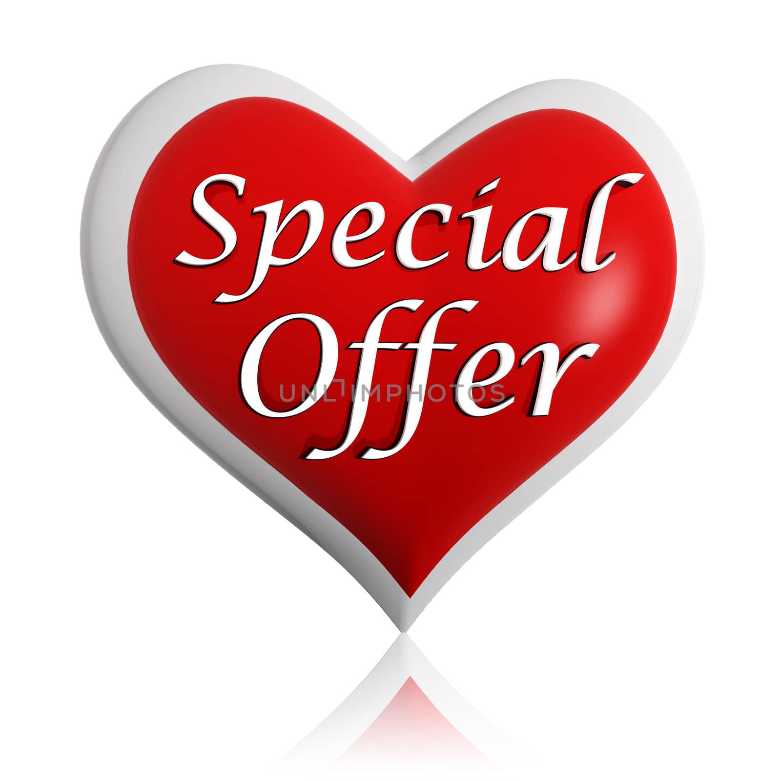 valentines day special offer 3d red heart banner with white text, seasonal business concept