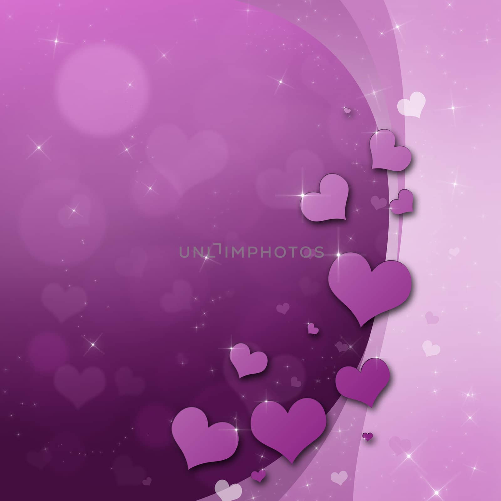 Valentines Day Card with hearts in purple