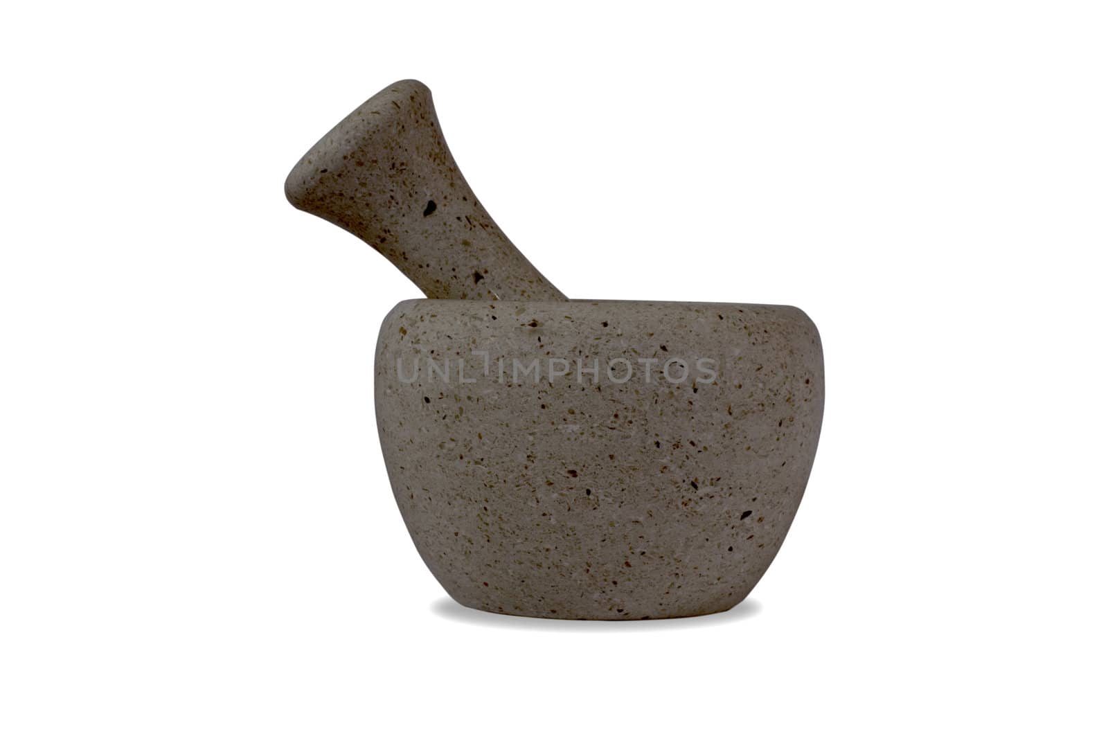 stone mortar and pestle isolated on white