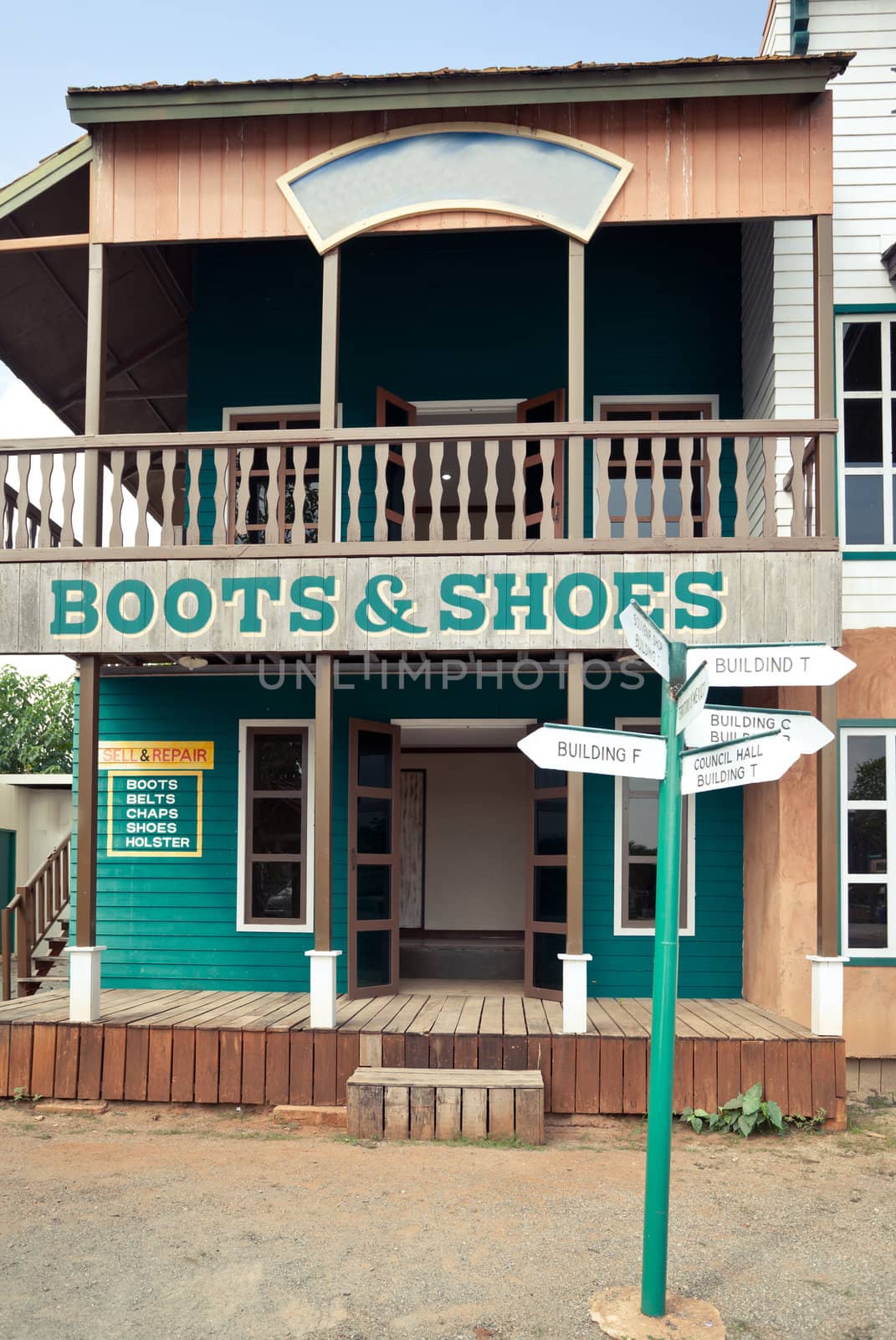 Boots and shoes house in Wild West style