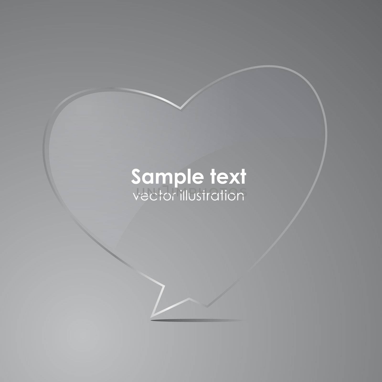 Love - realistic glass speech bubble. Vector illustration.