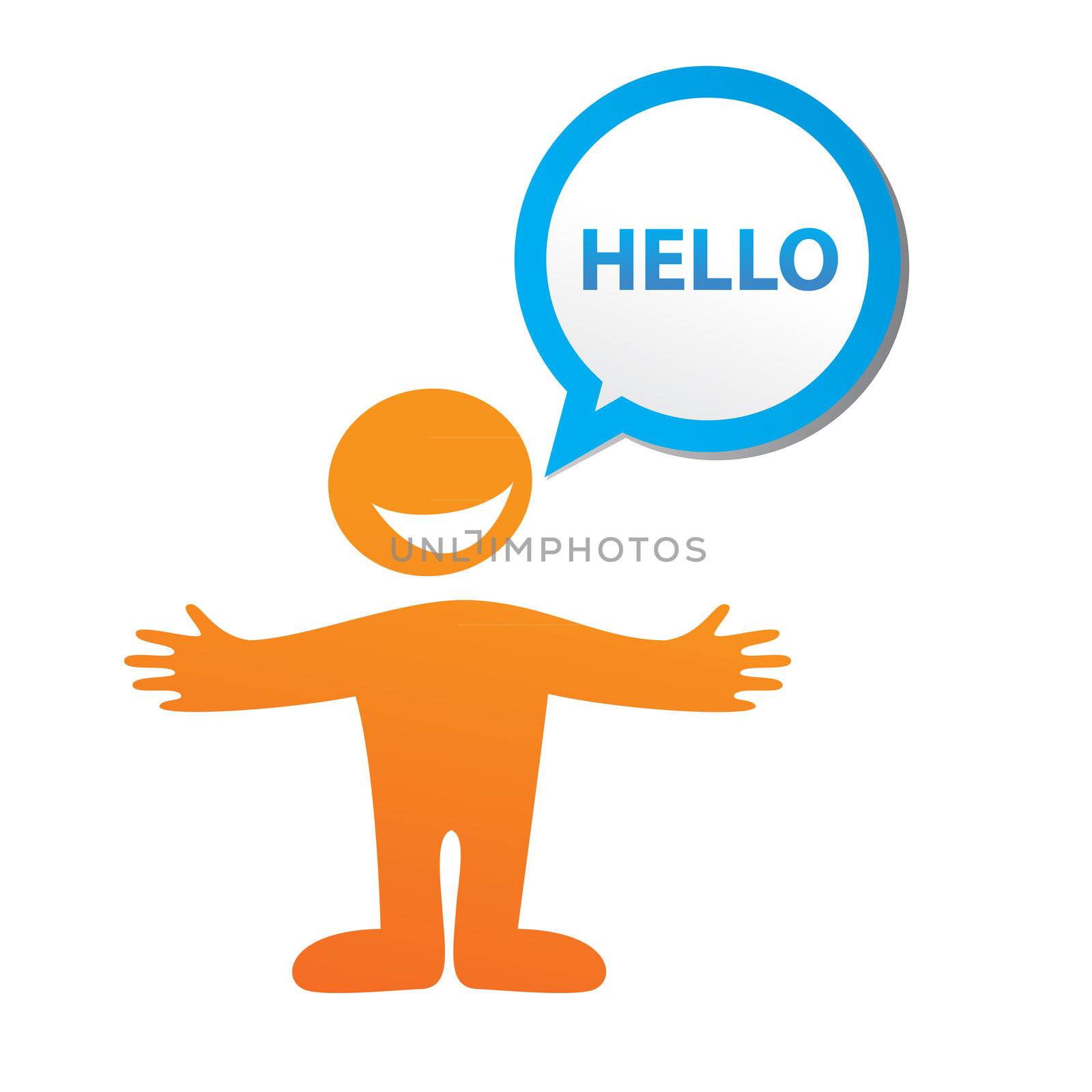 Hello-message - color signs with blank white copyspace for text. Vector template.