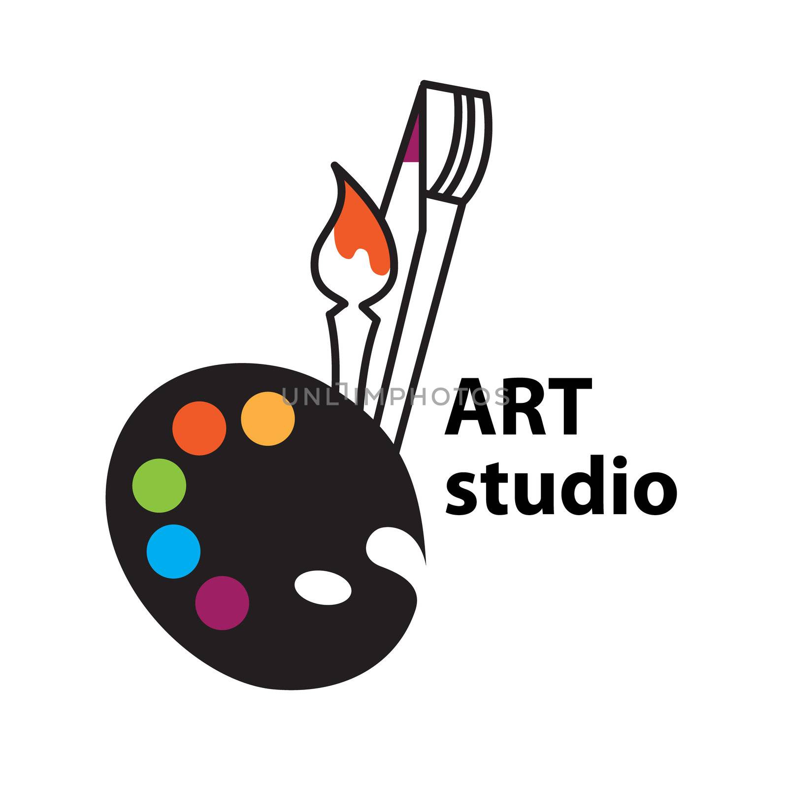 Art-studio sign - Vector Brush and Palette Icon