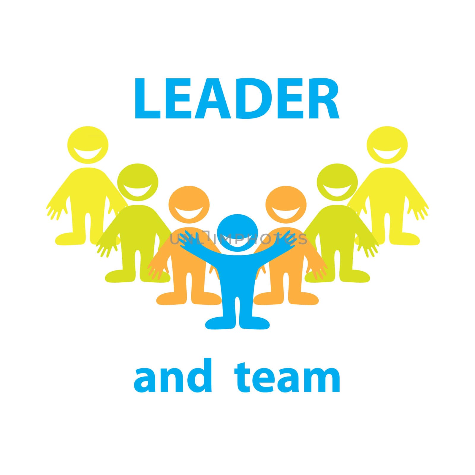  Leader and his team. Business design. Vector&