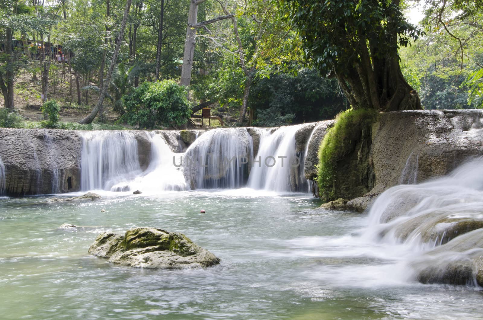 Deep forest Waterfall(Jed Sao Noi waterfall) Saraburi, Thailand by siraanamwong