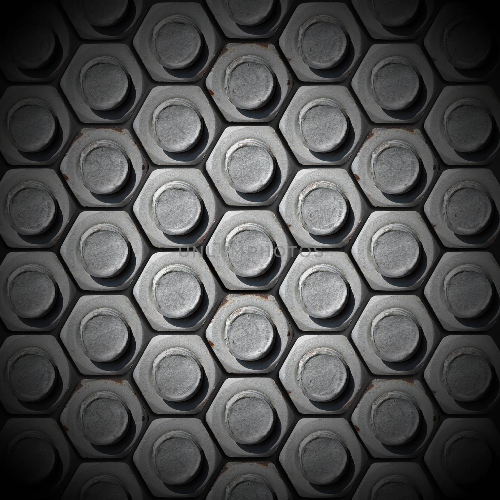 Metallic grunge background with bolts heads